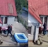 FOTO Primele imagini cu Emil Gânj înainte să-și ucidă și incendieze fosta iubită! Bărbatul a fost surprins în timp ce spărgea cu un topor ușile și geamurile casei Andei